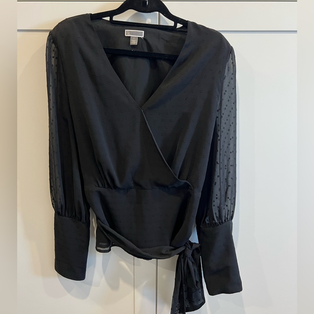 Black Dot Wrap Blouse
